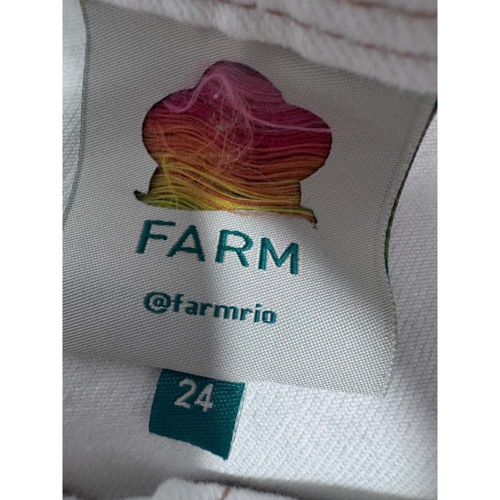 Farm Rio Denim Wave Maxi Skirt Off-White Contrast Stitch Button Front Size 24 - Picture 6 of 6